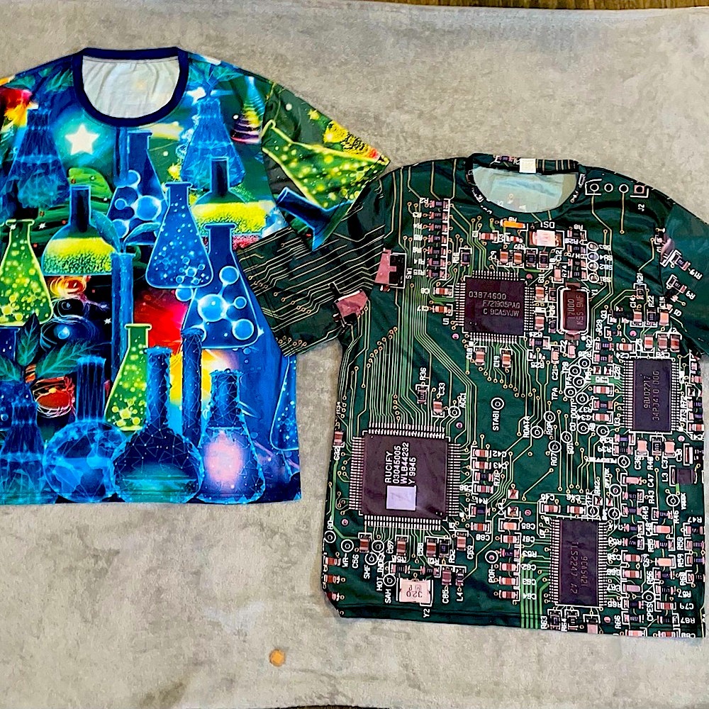 Science Lab and Computer Technology Print Bundle set of two T-Shirts set XL